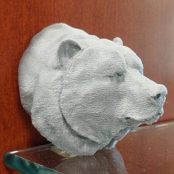 white 3d printed bust of a grizzly bear