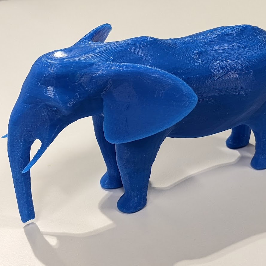 blue 3d printed elephant