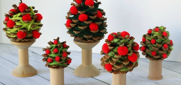 Image for event: ALL AGES: Yarn-Wrapped Pinecone Apple Tree