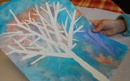 Image for event: ALL AGES Watercolor Winter Tree Craft